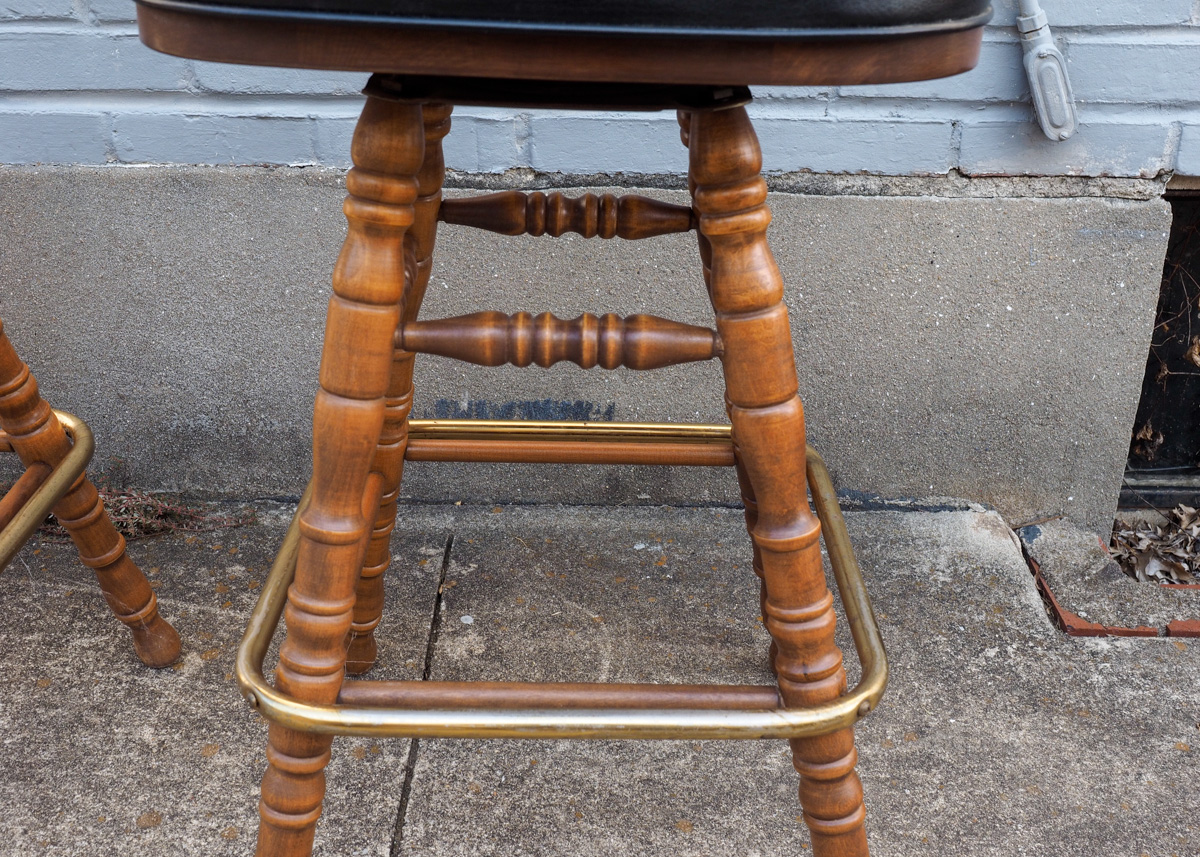 Pair of George B. Bent Captain Style Bar Stools