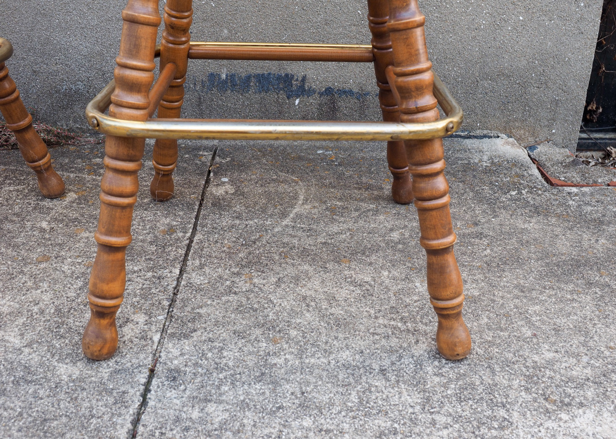 Pair of George B. Bent Captain Style Bar Stools