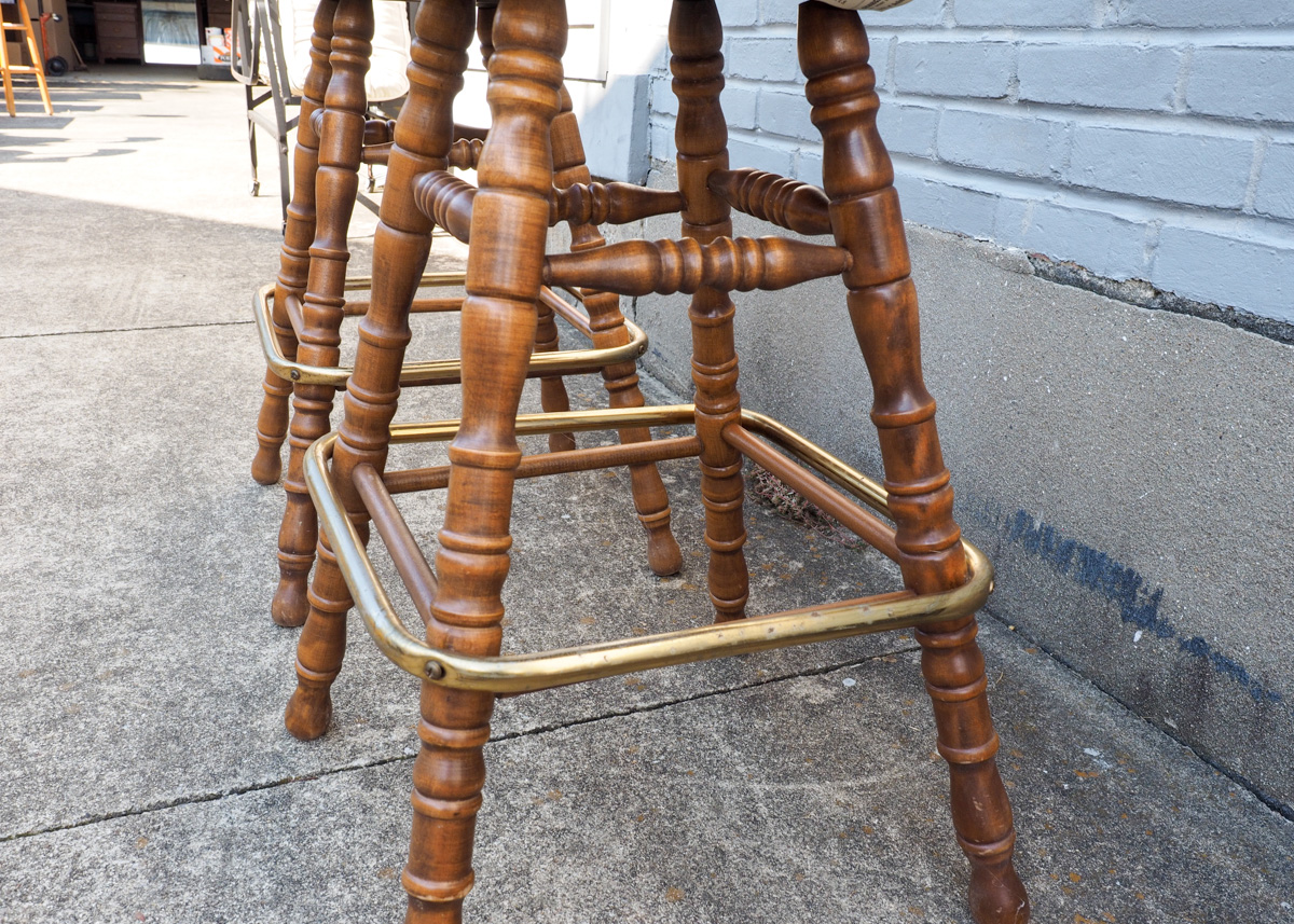 Pair of George B. Bent Captain Style Bar Stools