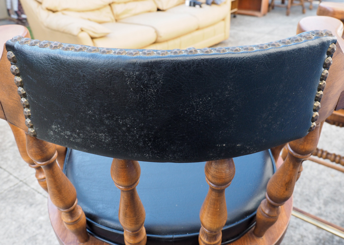 Pair of George B. Bent Captain Style Bar Stools