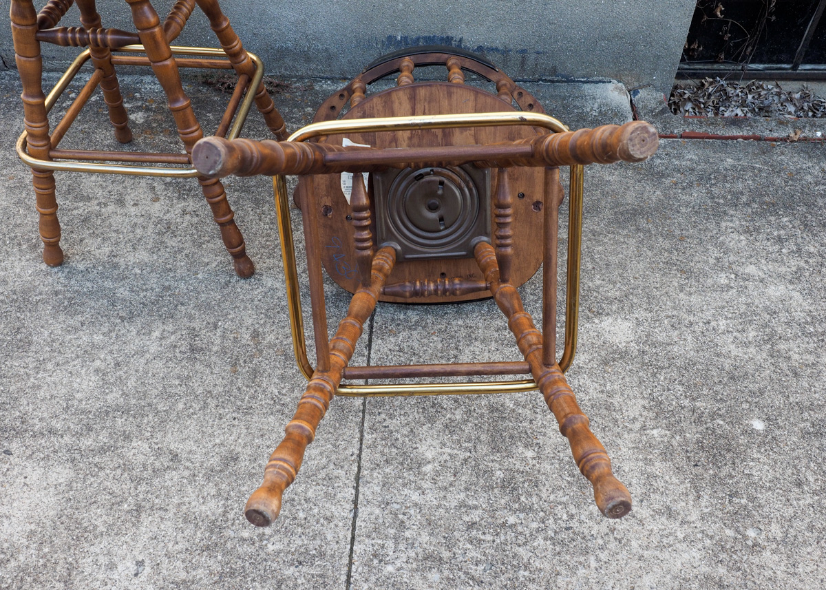 Pair of George B. Bent Captain Style Bar Stools