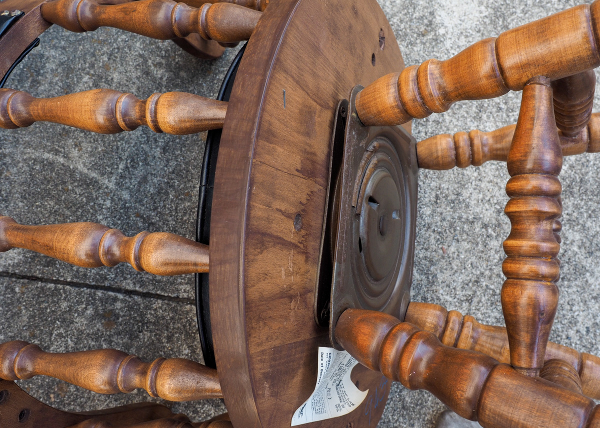 Pair of George B. Bent Captain Style Bar Stools