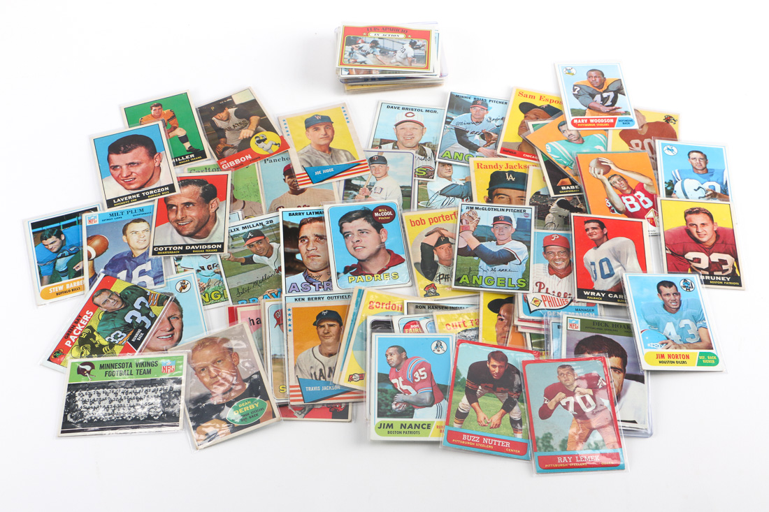 Assortment of Vintage Baseball and Football Cards