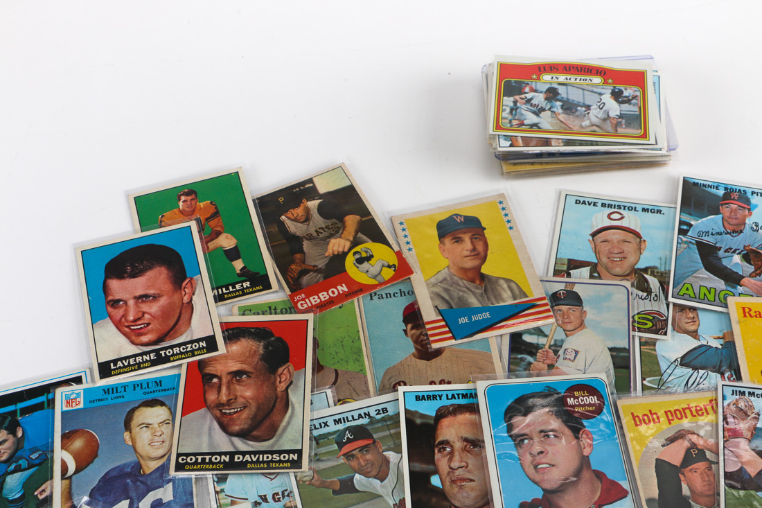 Assortment of Vintage Baseball and Football Cards