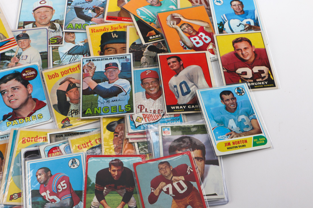 Assortment of Vintage Baseball and Football Cards