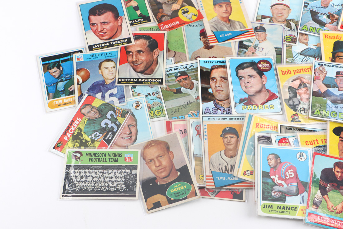 Assortment of Vintage Baseball and Football Cards
