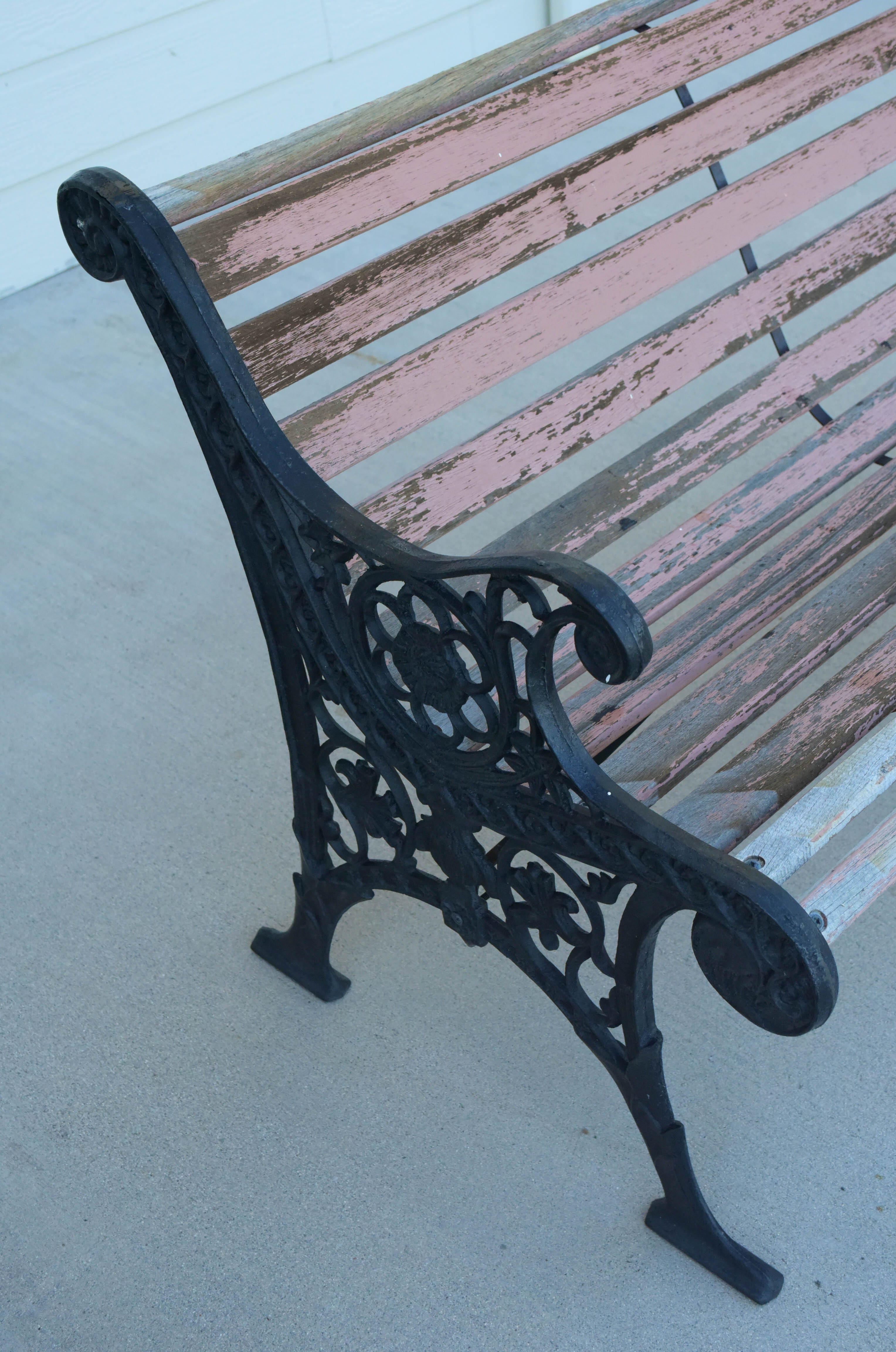 Black Wrought Iron and Wooden Garden Benches