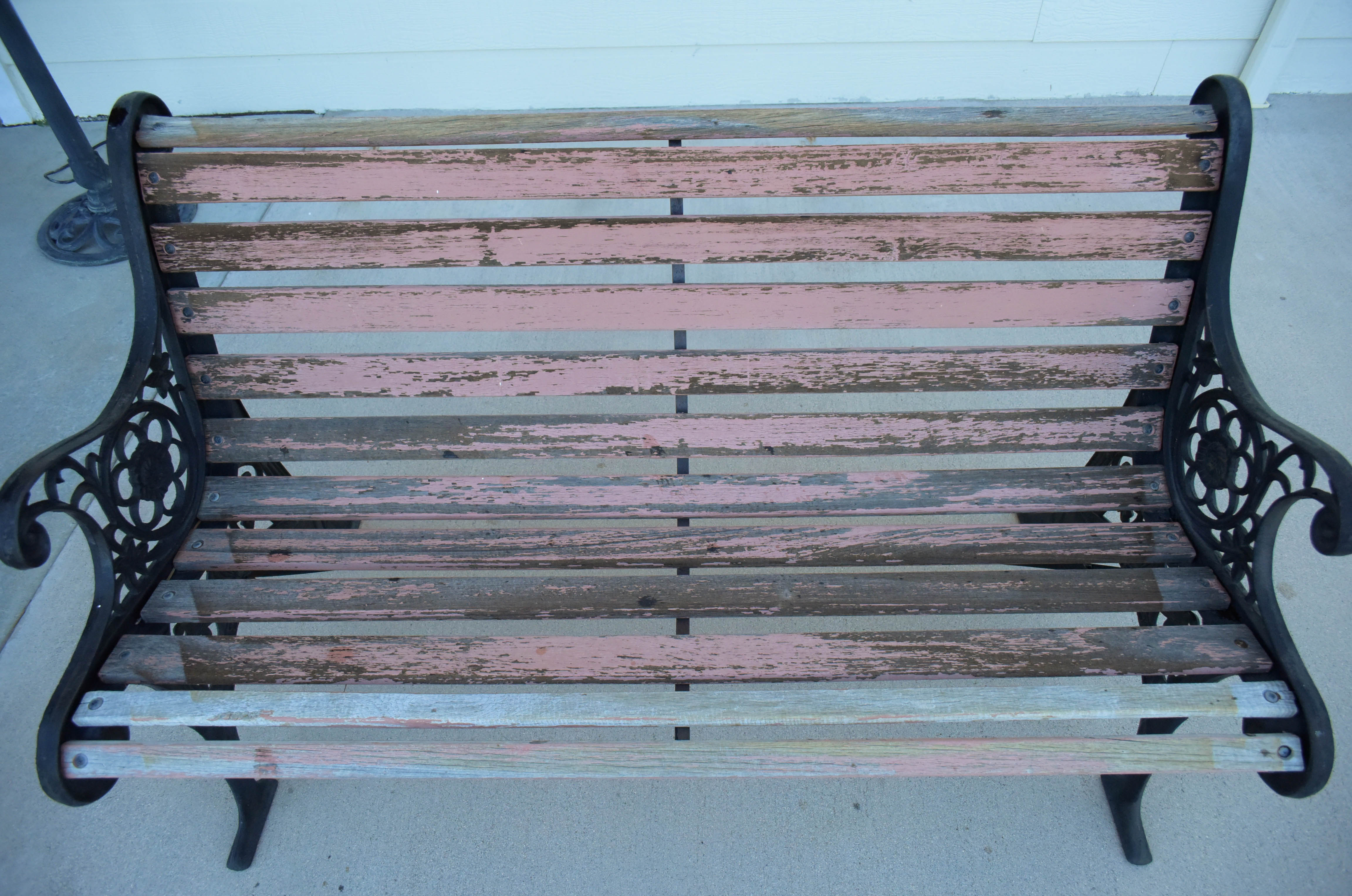 Black Wrought Iron and Wooden Garden Benches