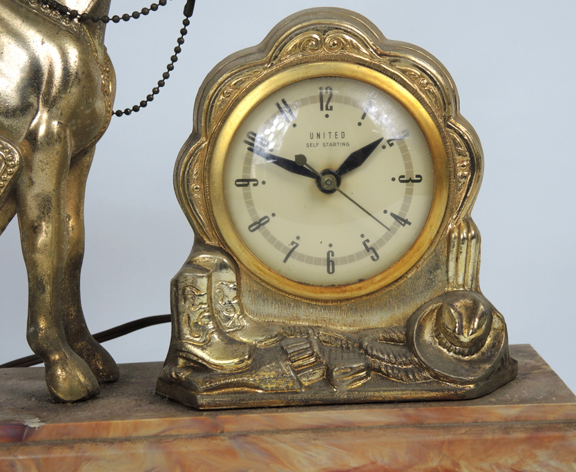 Vintage United Self Starting Parade Horse Mantel Clock, Electric