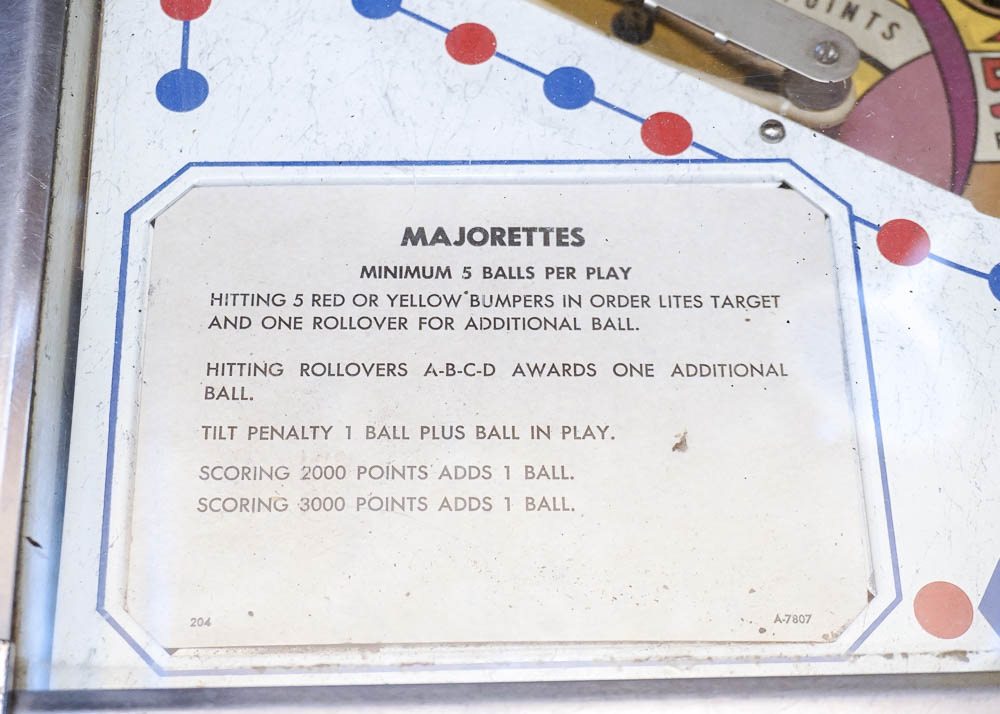 Vintage "Majorettes" Pinball Machine by Gottlieb's