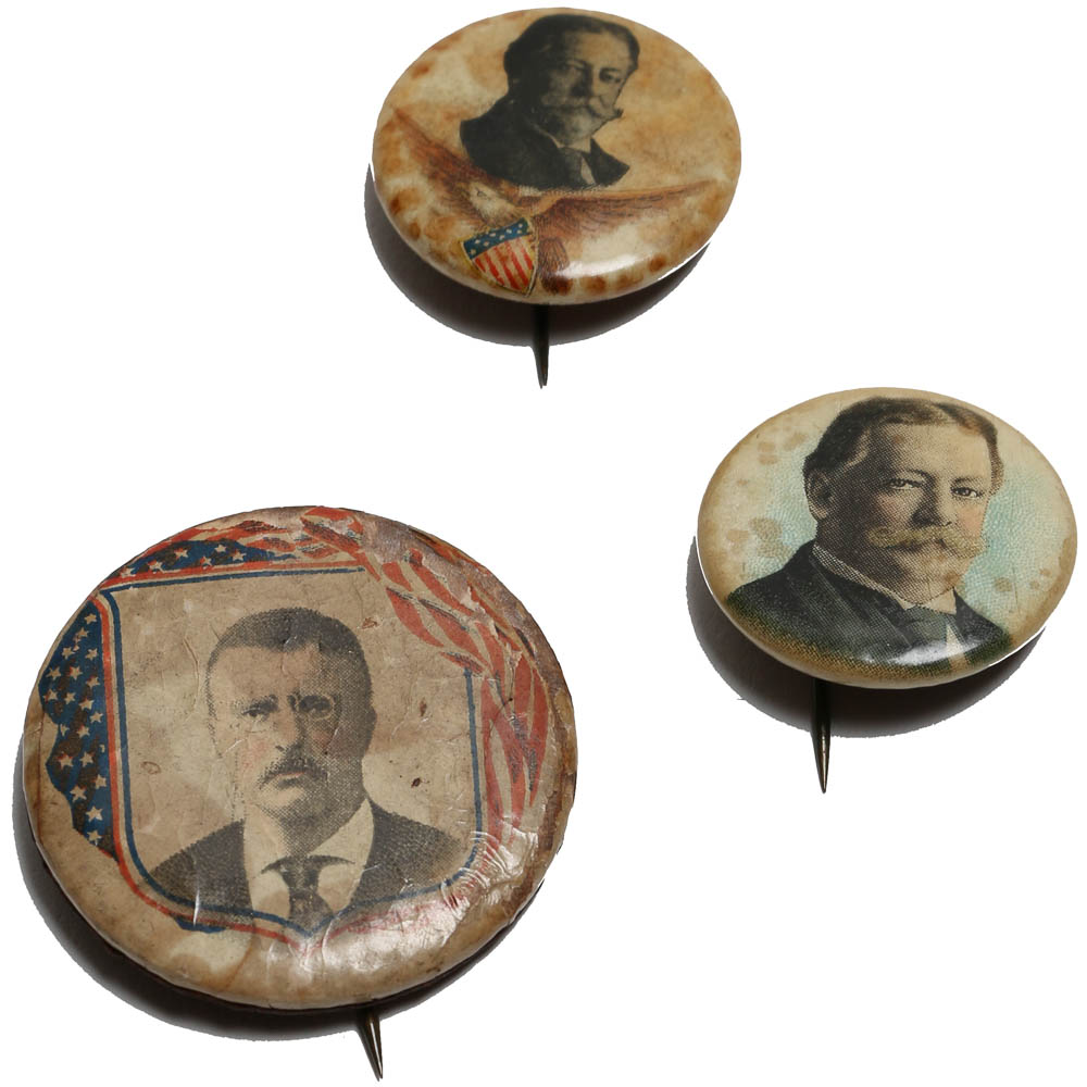 Antique Roosevelt and Taft Political Pinback Buttons