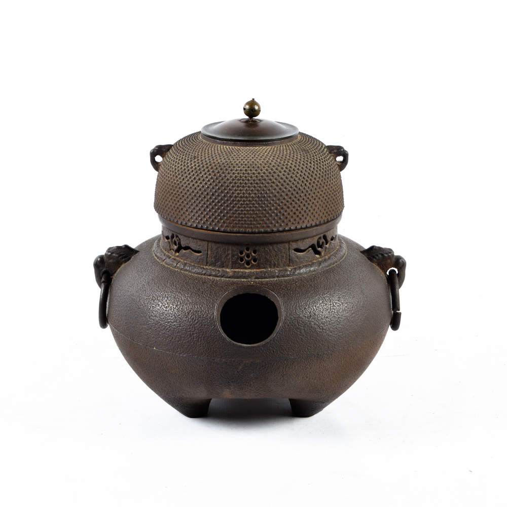 Antique Japanese Tea Ceremony Kama Kettle and Furo Brazier