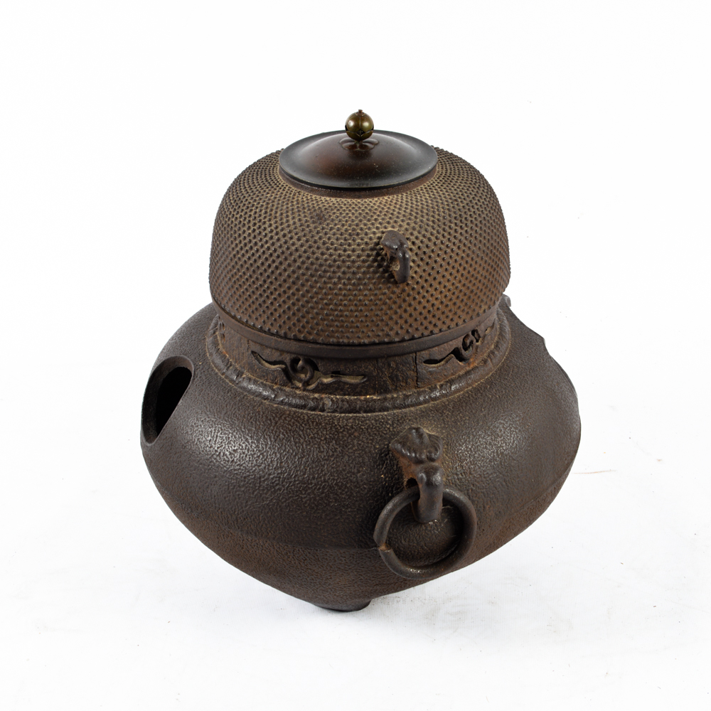 Antique Japanese Tea Ceremony Kama Kettle and Furo Brazier