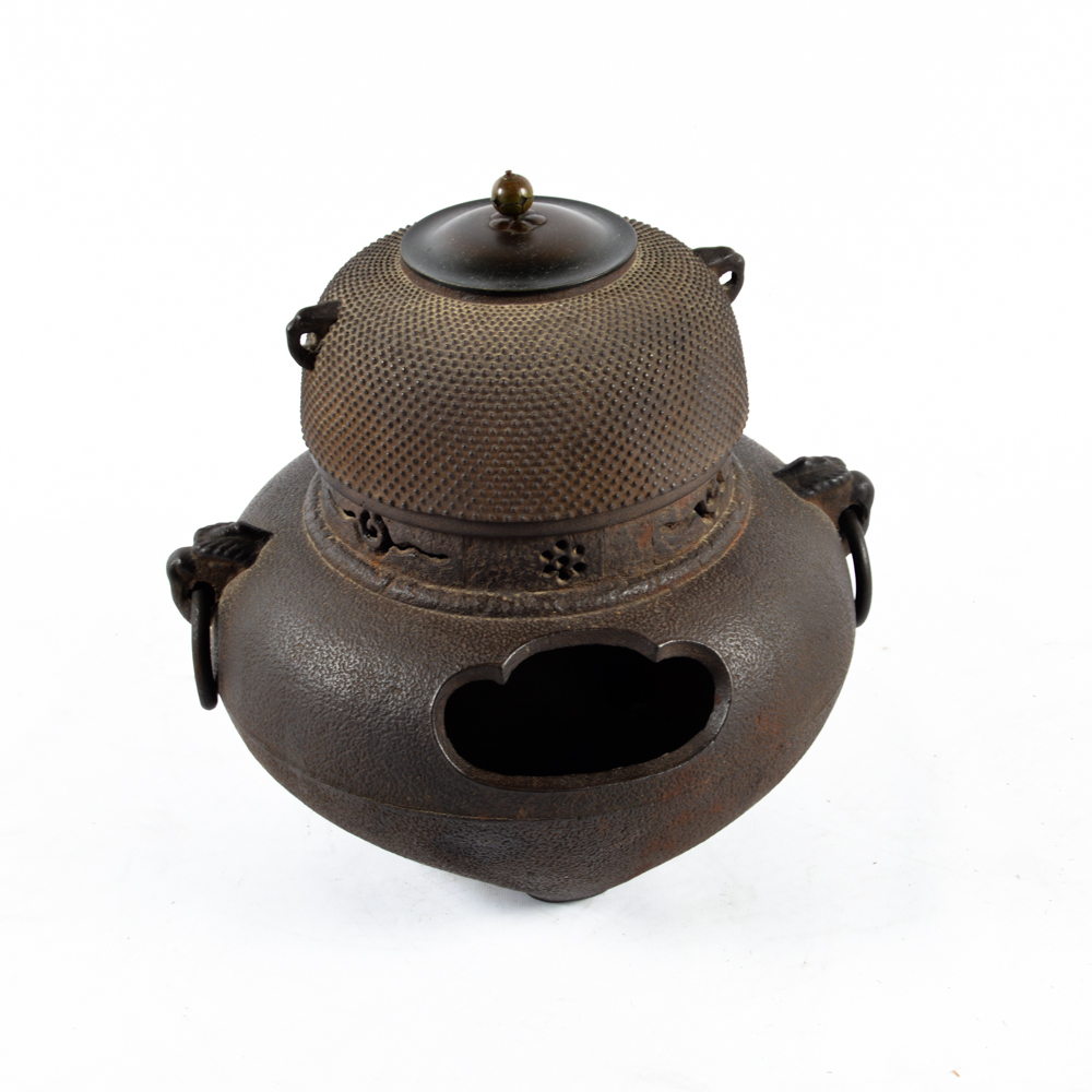 Antique Japanese Tea Ceremony Kama Kettle and Furo Brazier