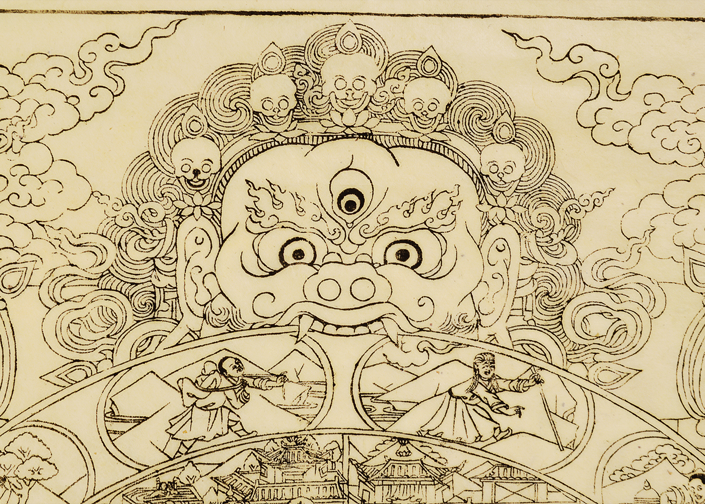 Tibetan "Wheel of Life" Woodblock Print on Paper
