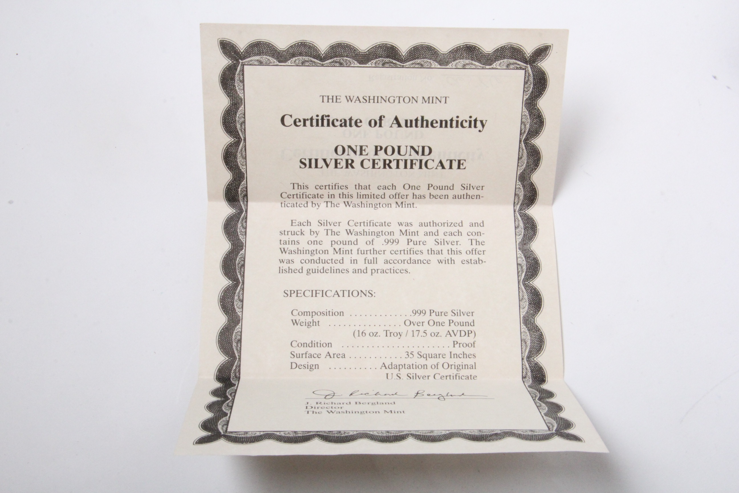 Washington Mint Silver Bar