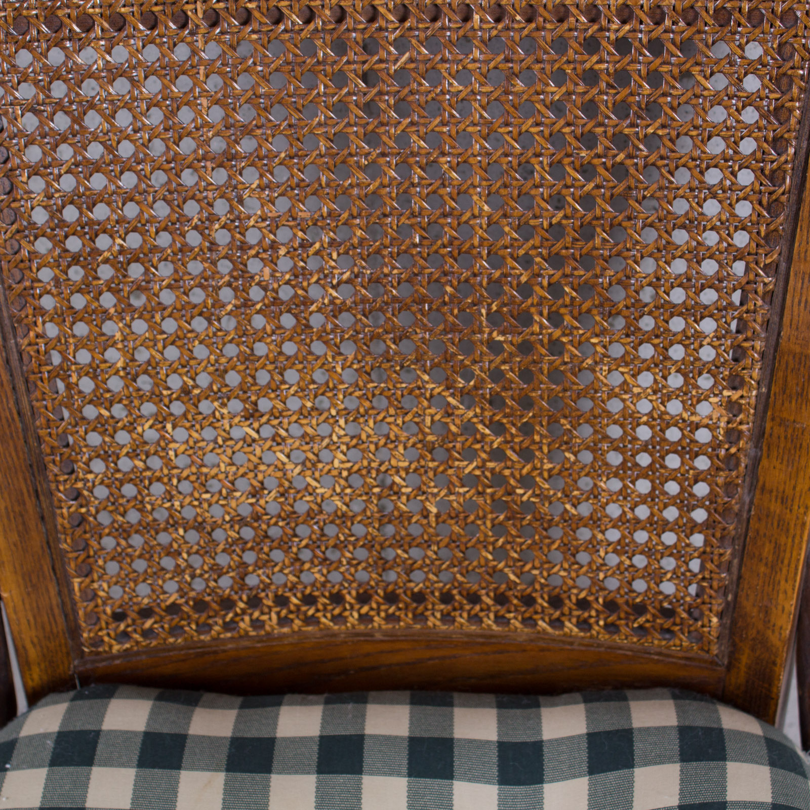 Swivel Cane-Back Oak Desk Chair With Cushion