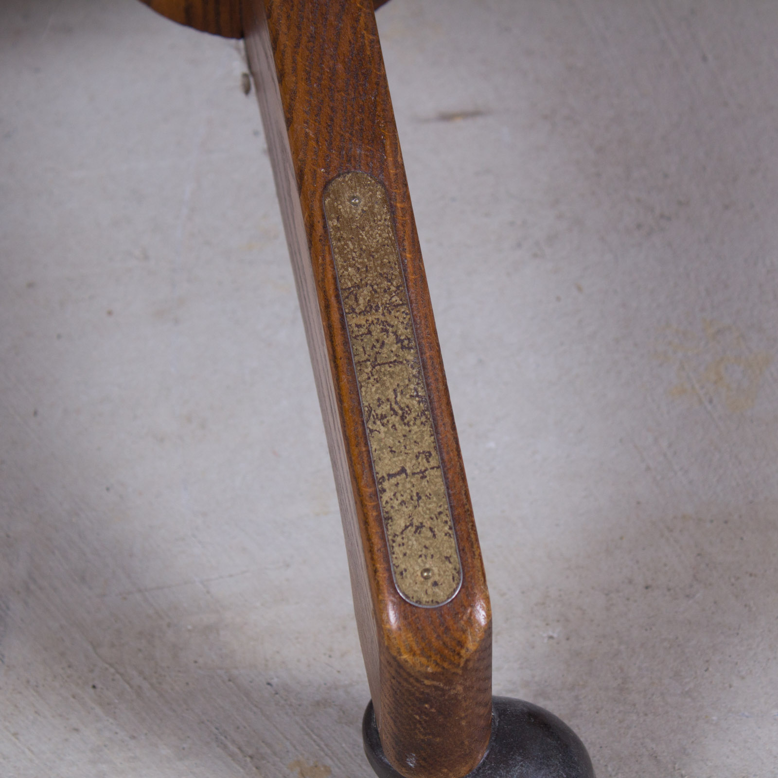 Swivel Cane-Back Oak Desk Chair With Cushion