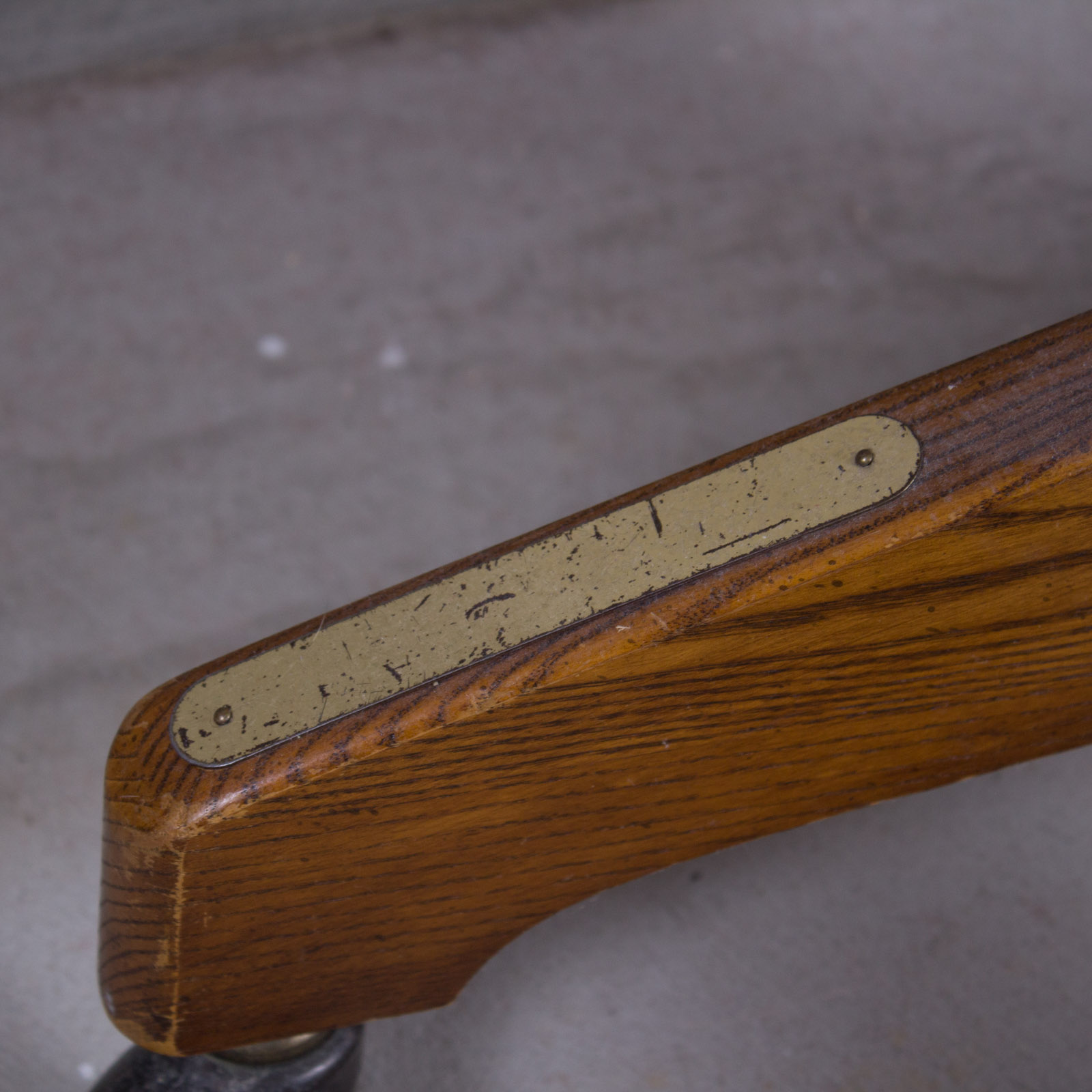 Swivel Cane-Back Oak Desk Chair With Cushion