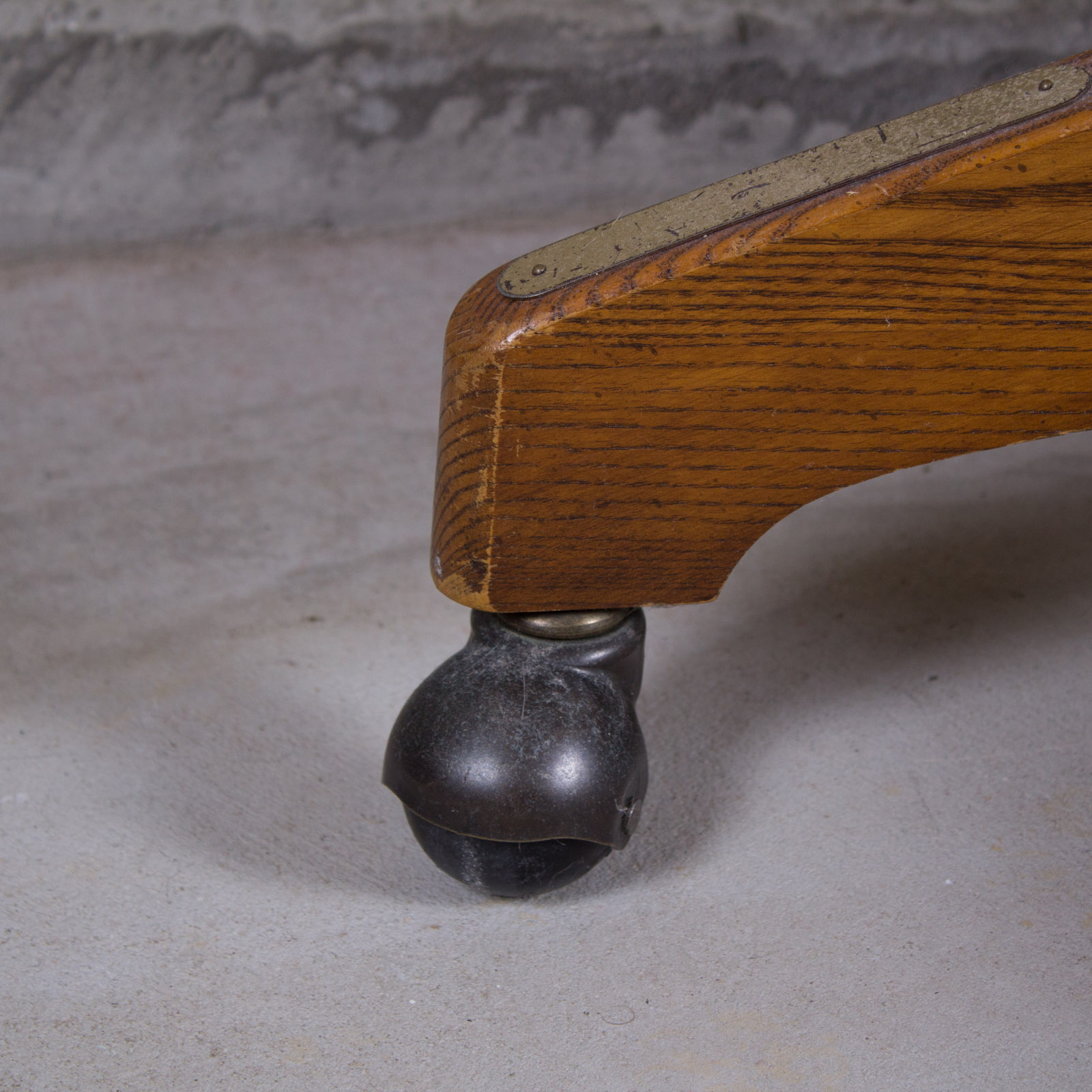 Swivel Cane-Back Oak Desk Chair With Cushion