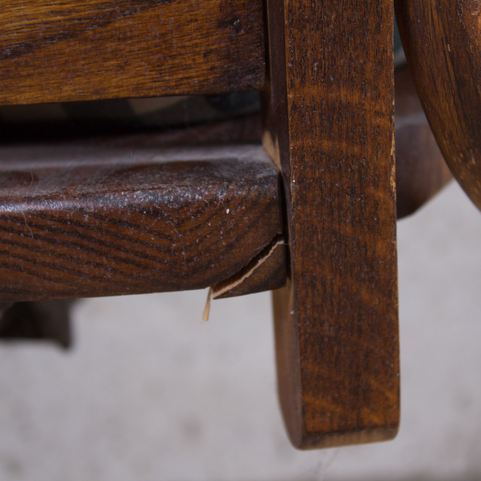 Swivel Cane-Back Oak Desk Chair With Cushion