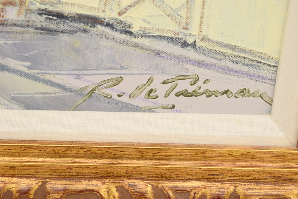 Original Impressionistic Painting, Parisian Cafe Scene by Richard de Premare (Paris, 1963)