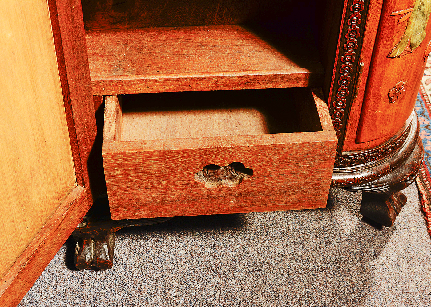 Vintage Chinese Liquor Cabinet with Soapstone Inlay