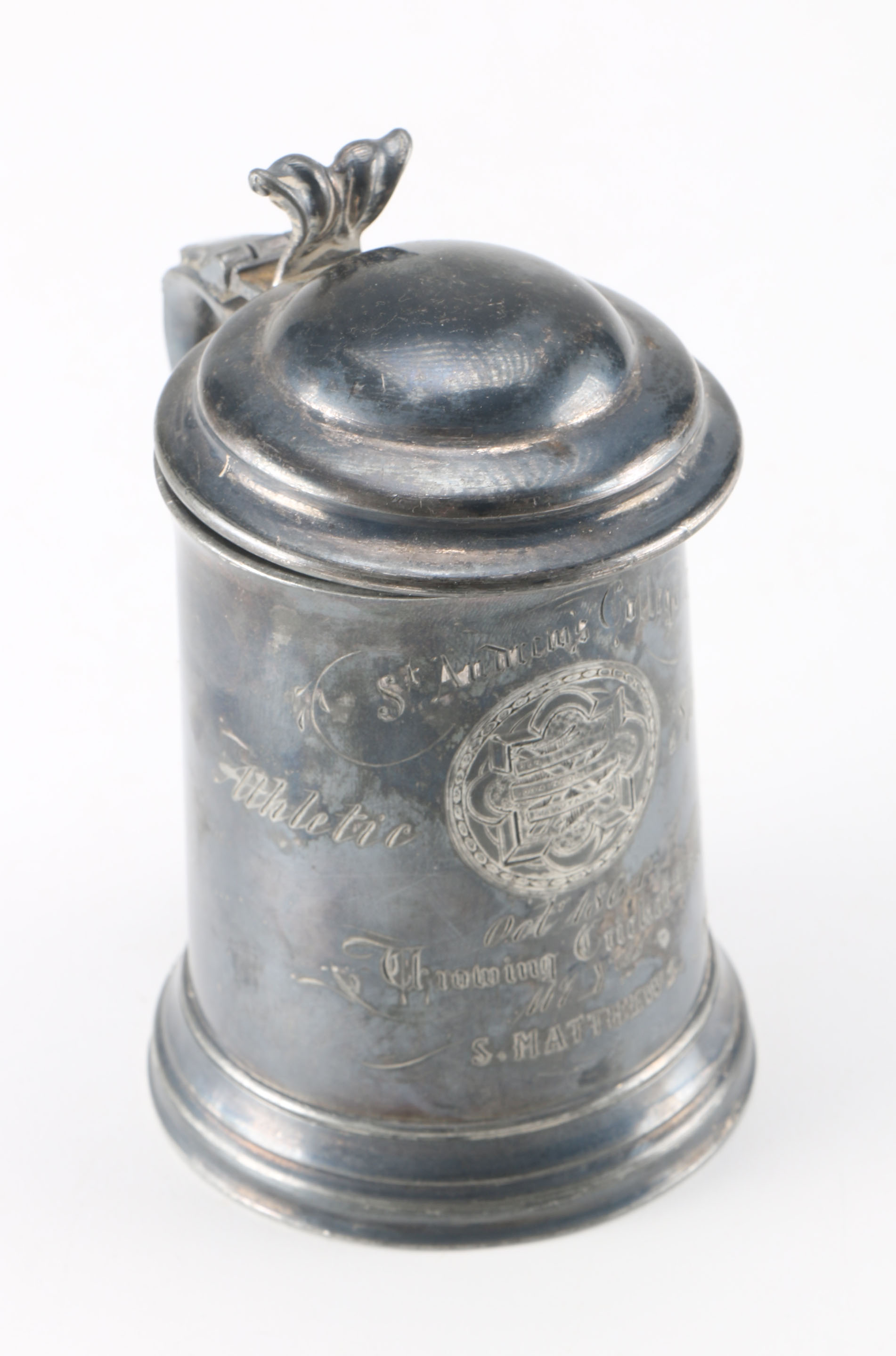 Antique Pewter Trophy Mug with Carrying Bag