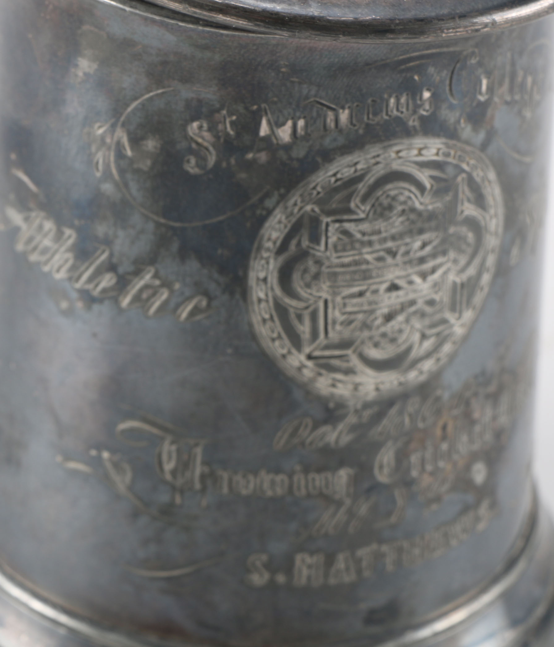 Antique Pewter Trophy Mug with Carrying Bag