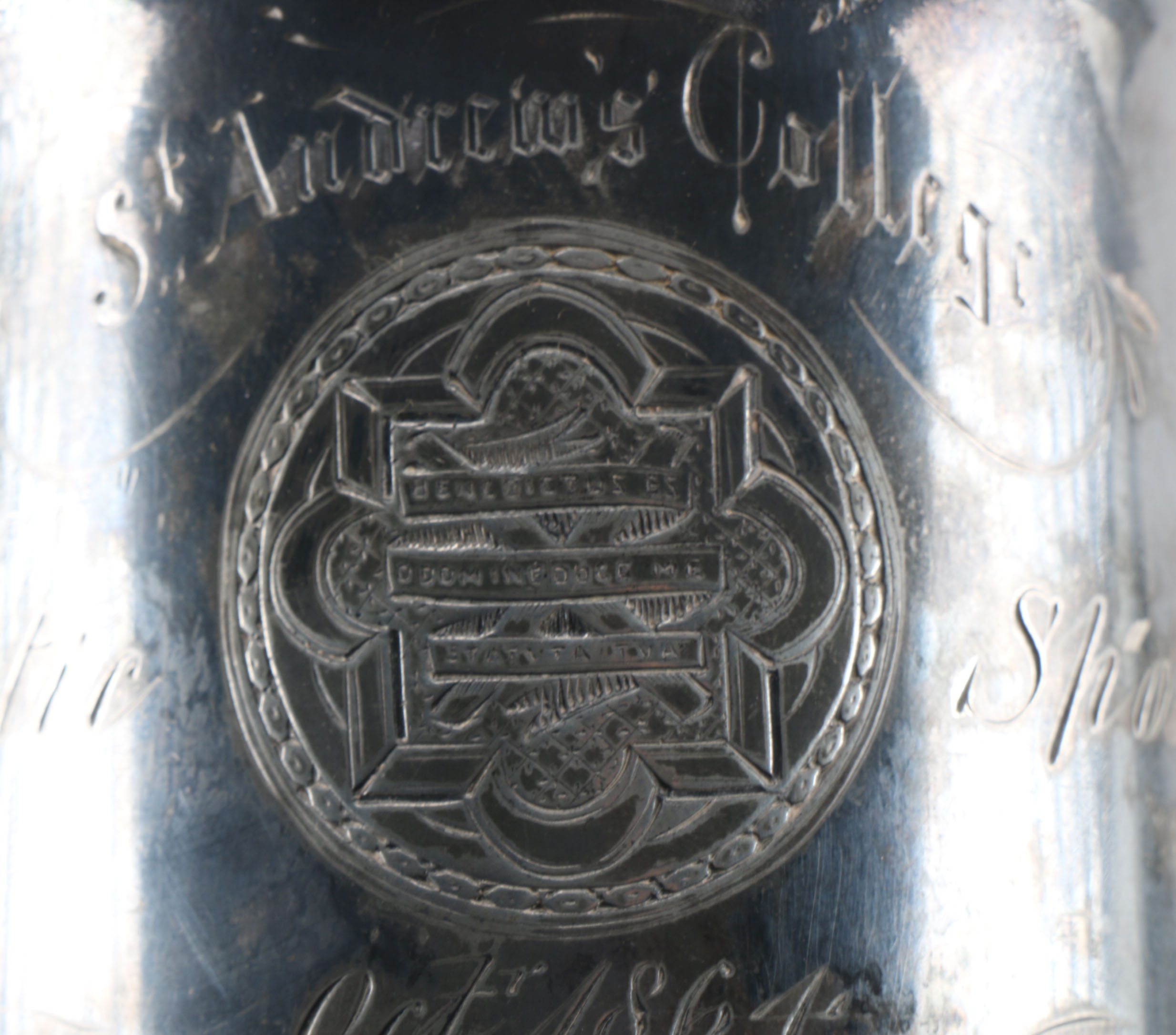 Antique Pewter Trophy Mug with Carrying Bag