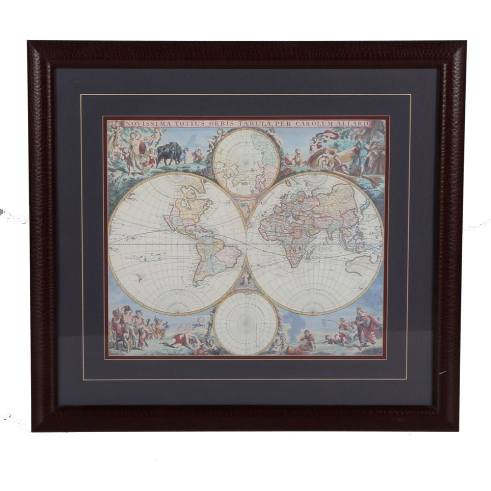 Framed Decorative World Map