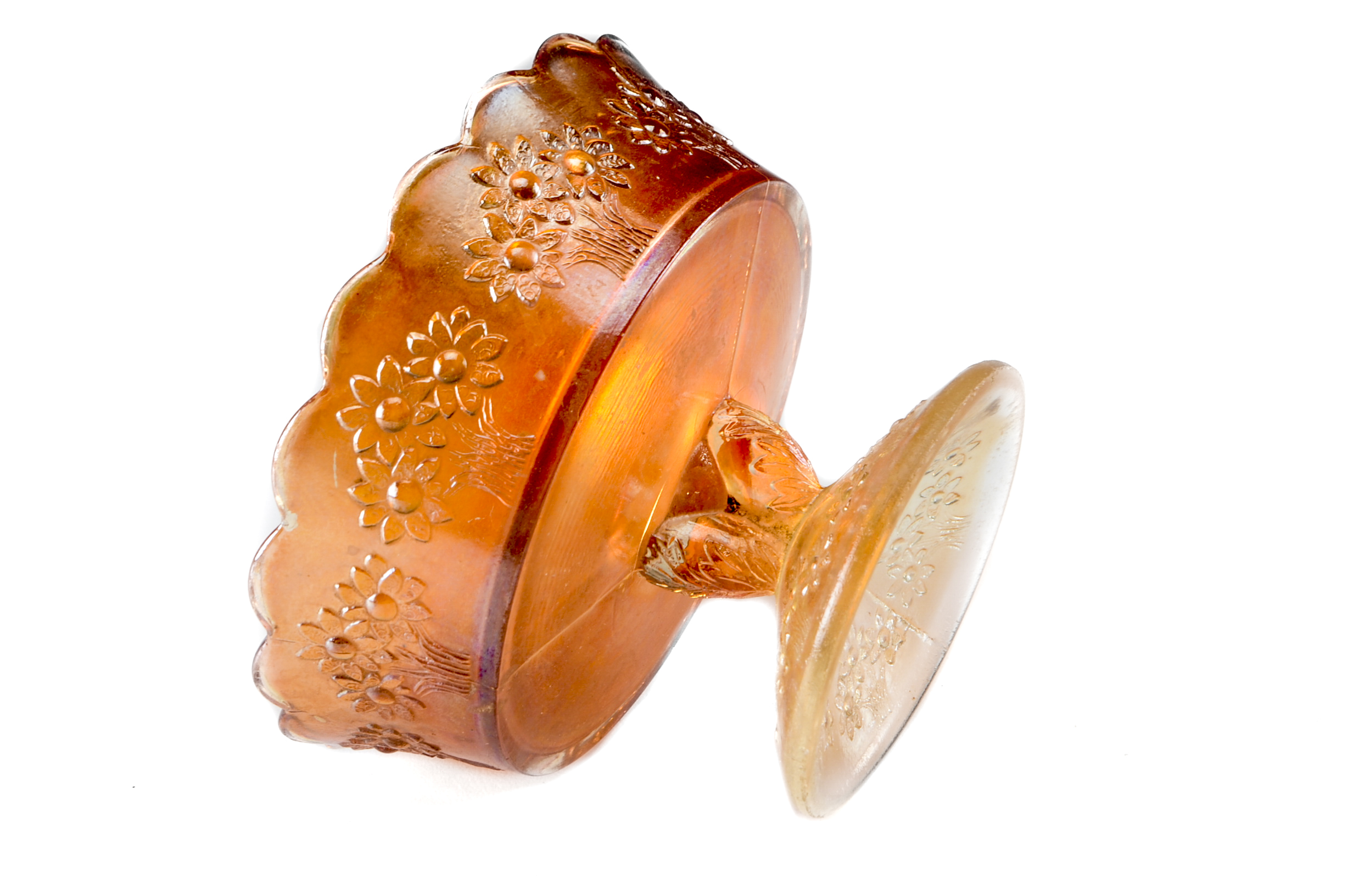 Pair of Glass Bowls with a Carnival Glass Style Bowl