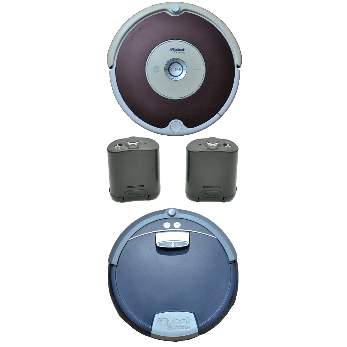 An iRobot "Scooba" and an iRobot "Roomba" with two Virtual Wall Components