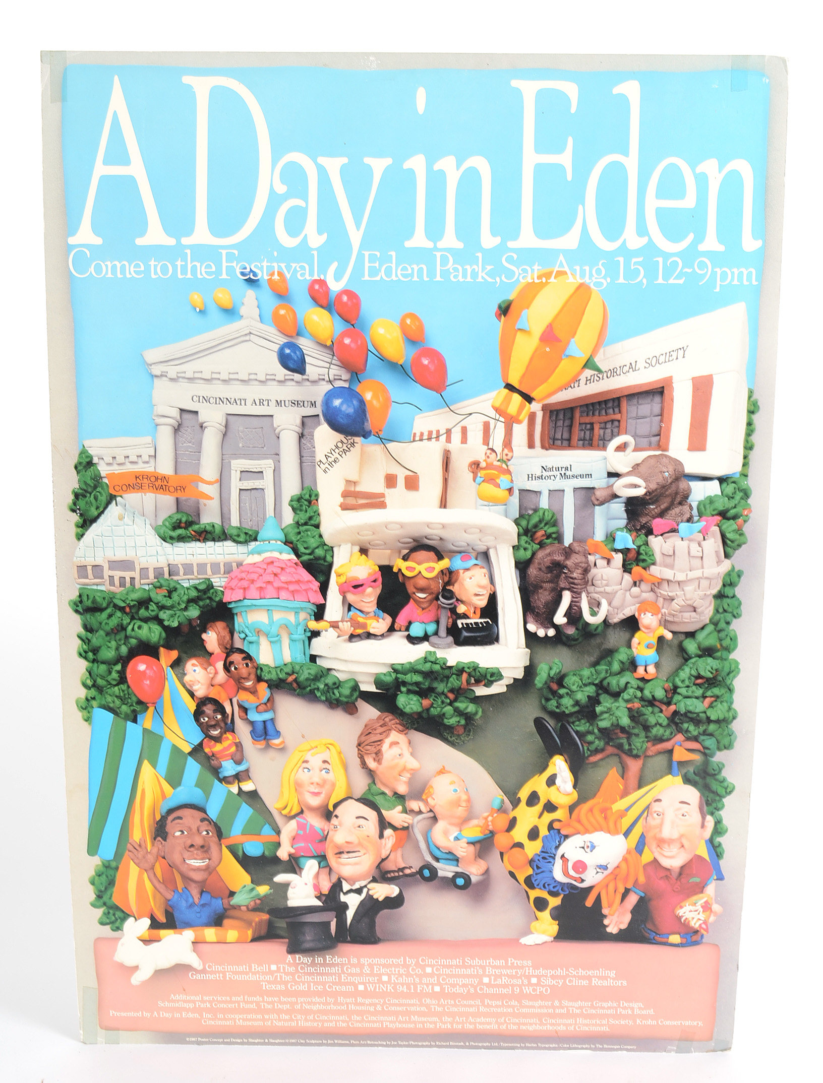 1987 "A Day in Eden" Cincinnati Promotional Poster and Clay Model Sculpture