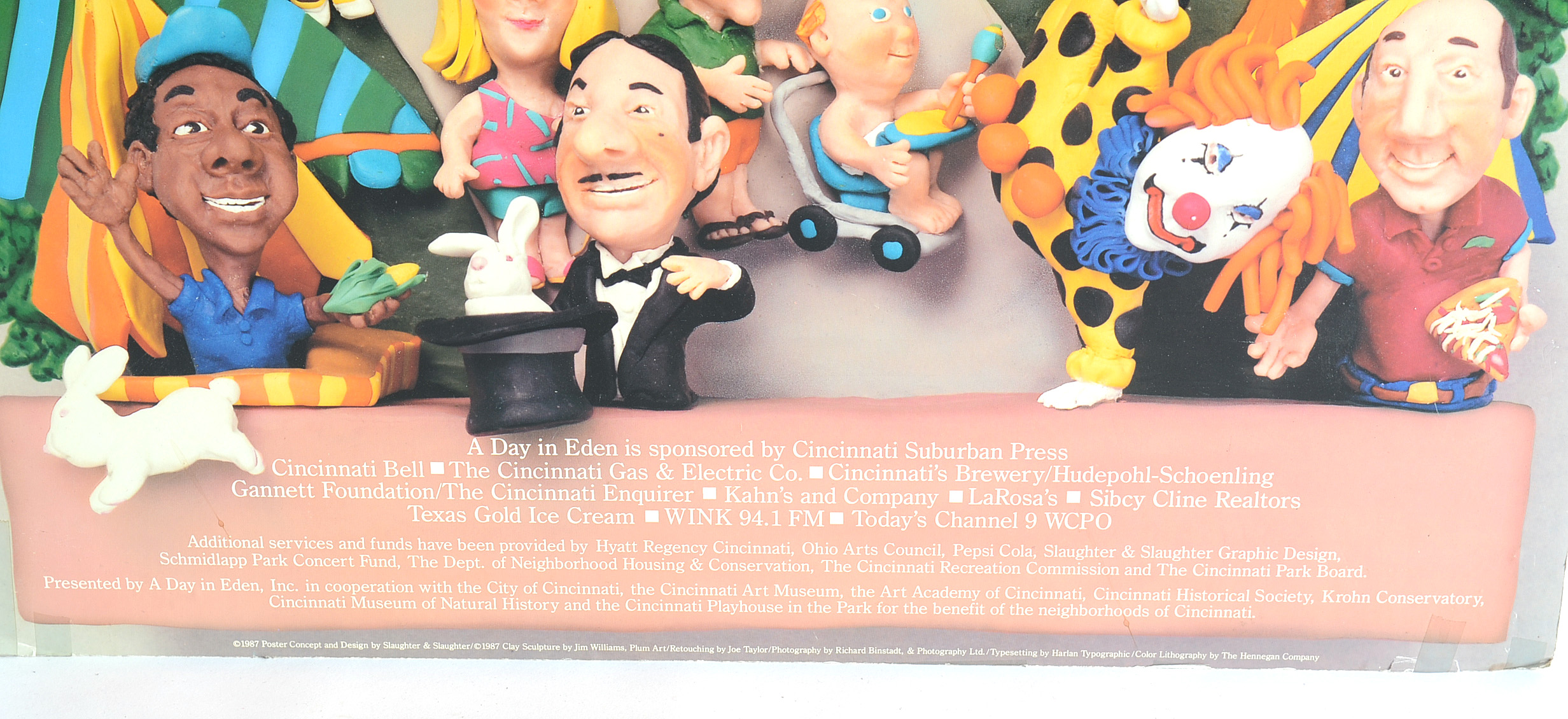 1987 "A Day in Eden" Cincinnati Promotional Poster and Clay Model Sculpture