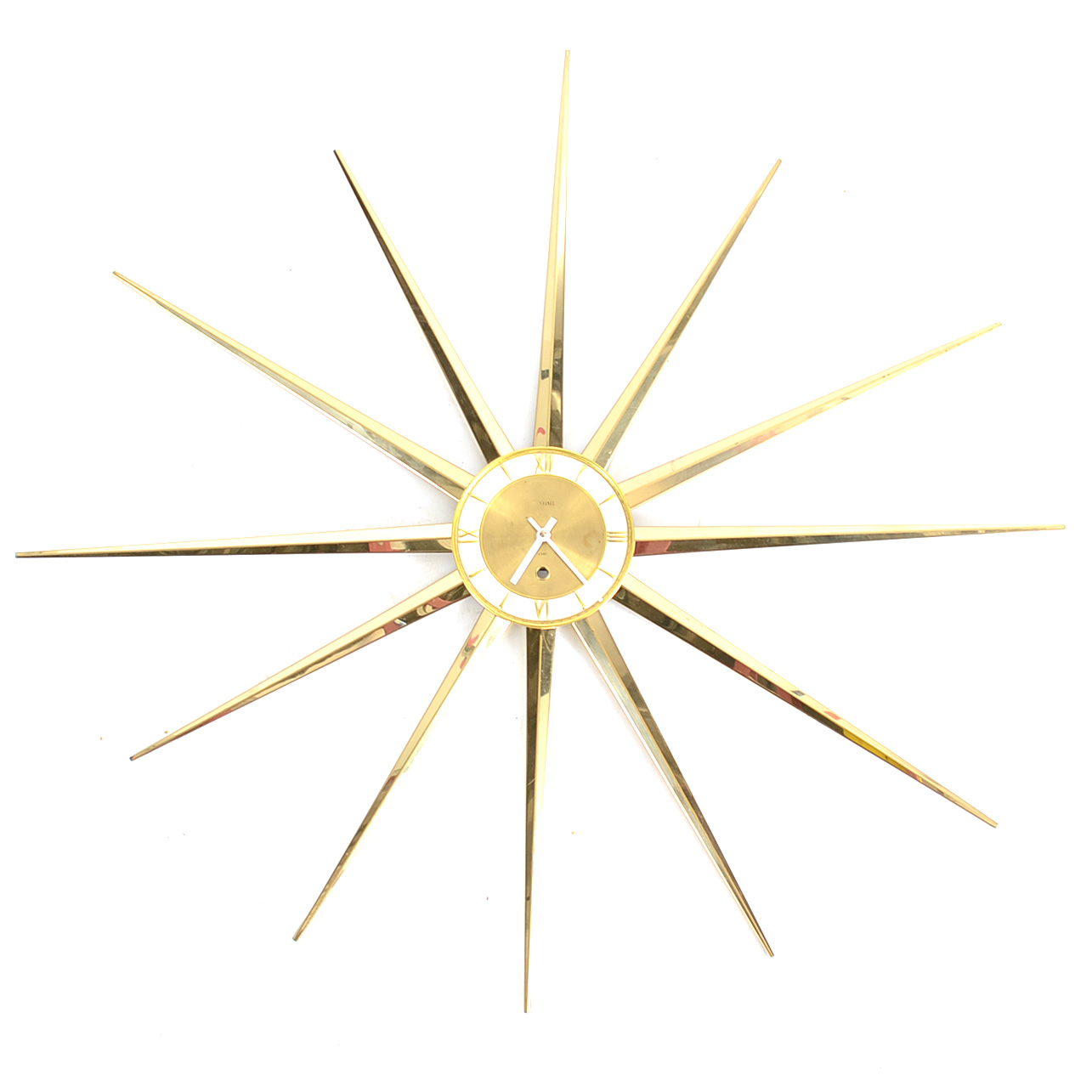 Roxhall Eight Day Brass Starburst Wall Clock