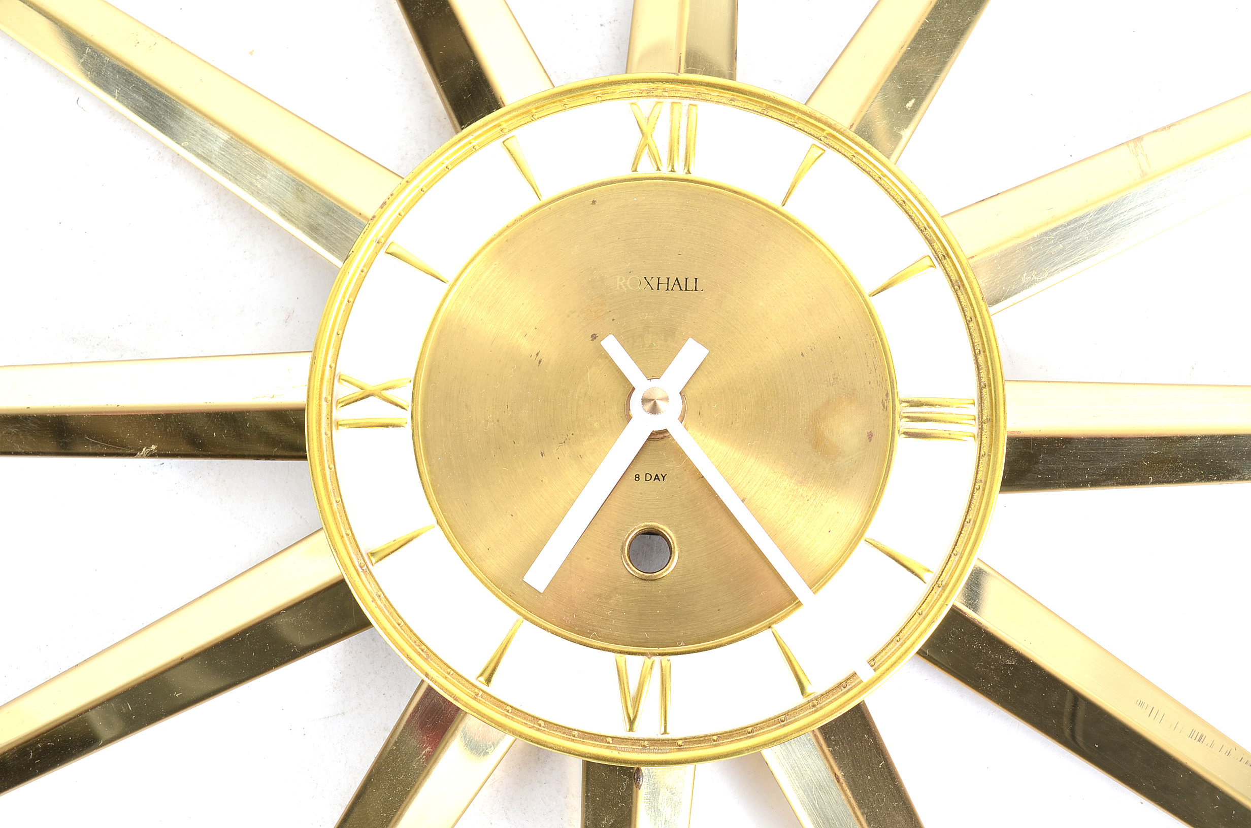 Roxhall Eight Day Brass Starburst Wall Clock
