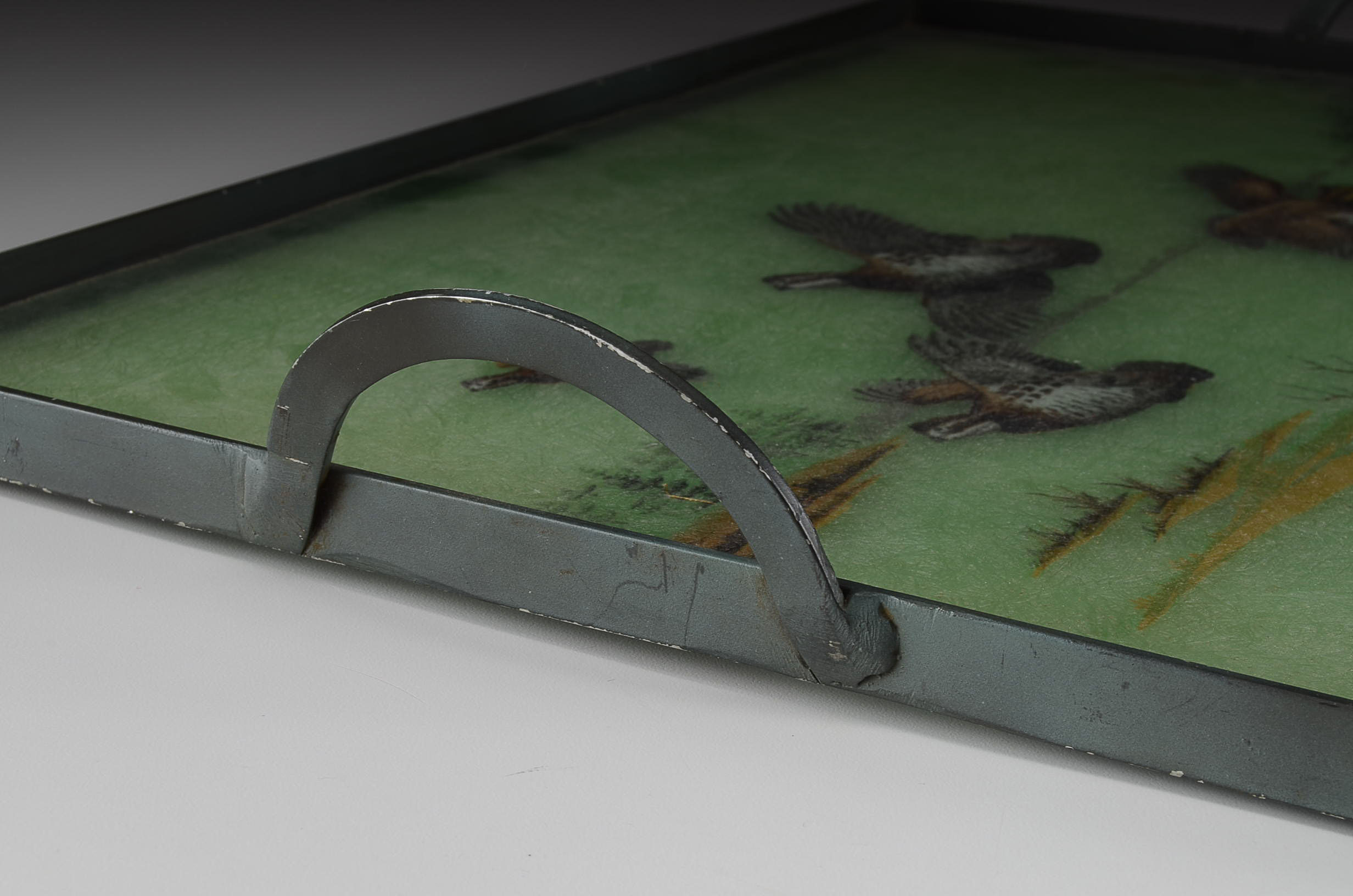 Vintage Hand Painted Fiberglass Tray of Quails by Grace Gilmore