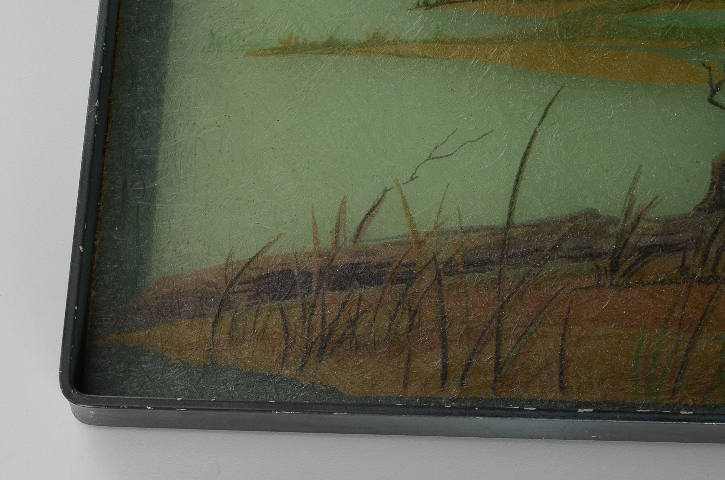 Vintage Hand Painted Fiberglass Tray of Quails by Grace Gilmore