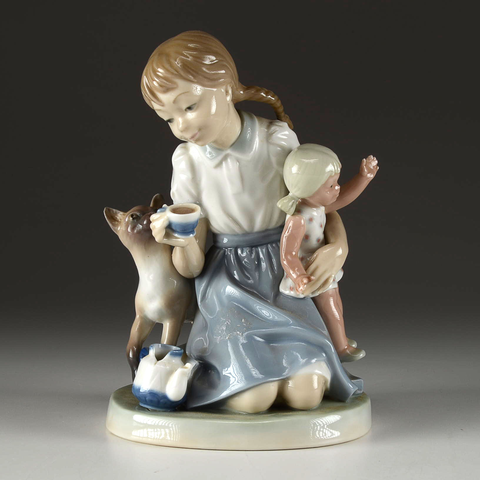 Lladro Girl with Doll and Cat