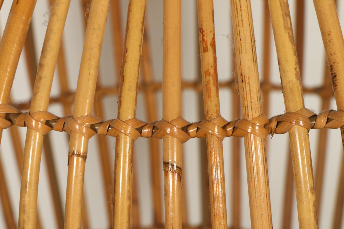 Set of Three Bamboo and Wood Decorative Vases