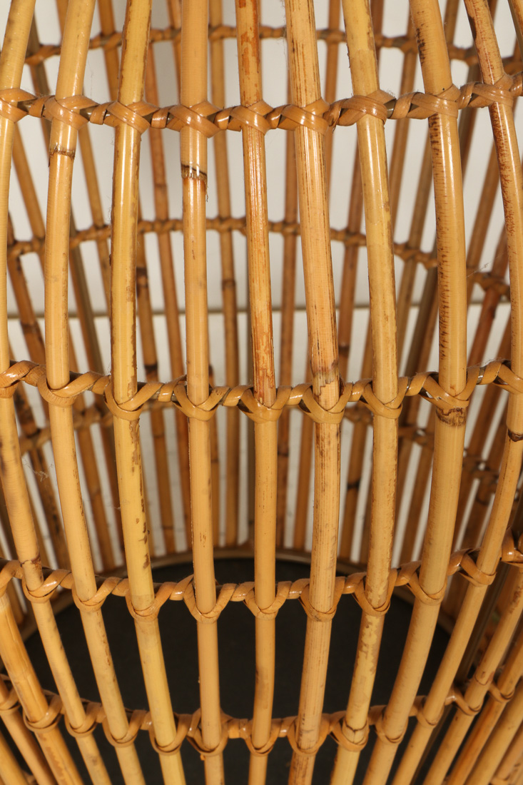 Set of Three Bamboo and Wood Decorative Vases