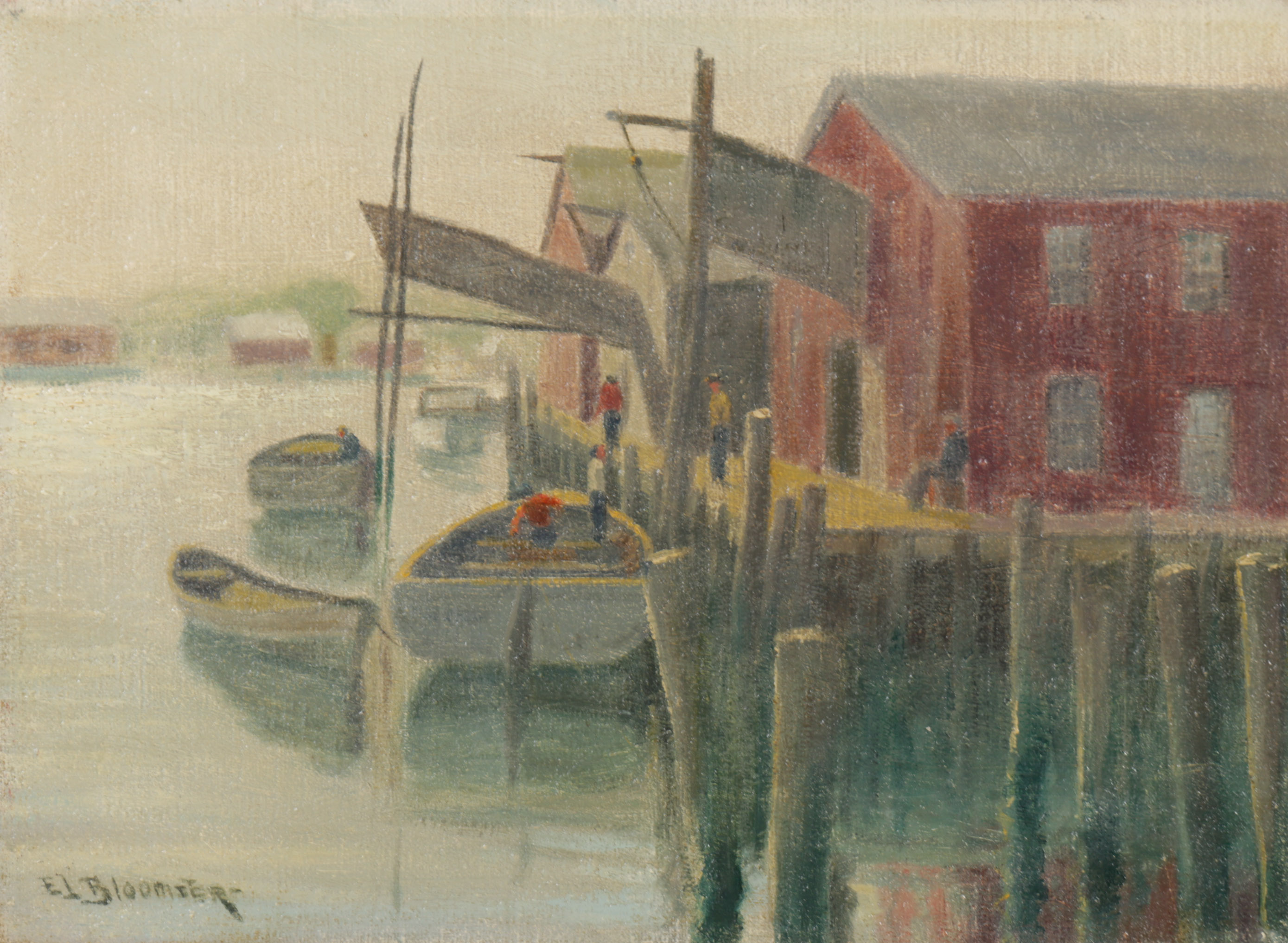 Edgar Leslie Bloomster Original Oil Painting of Maritime Scene