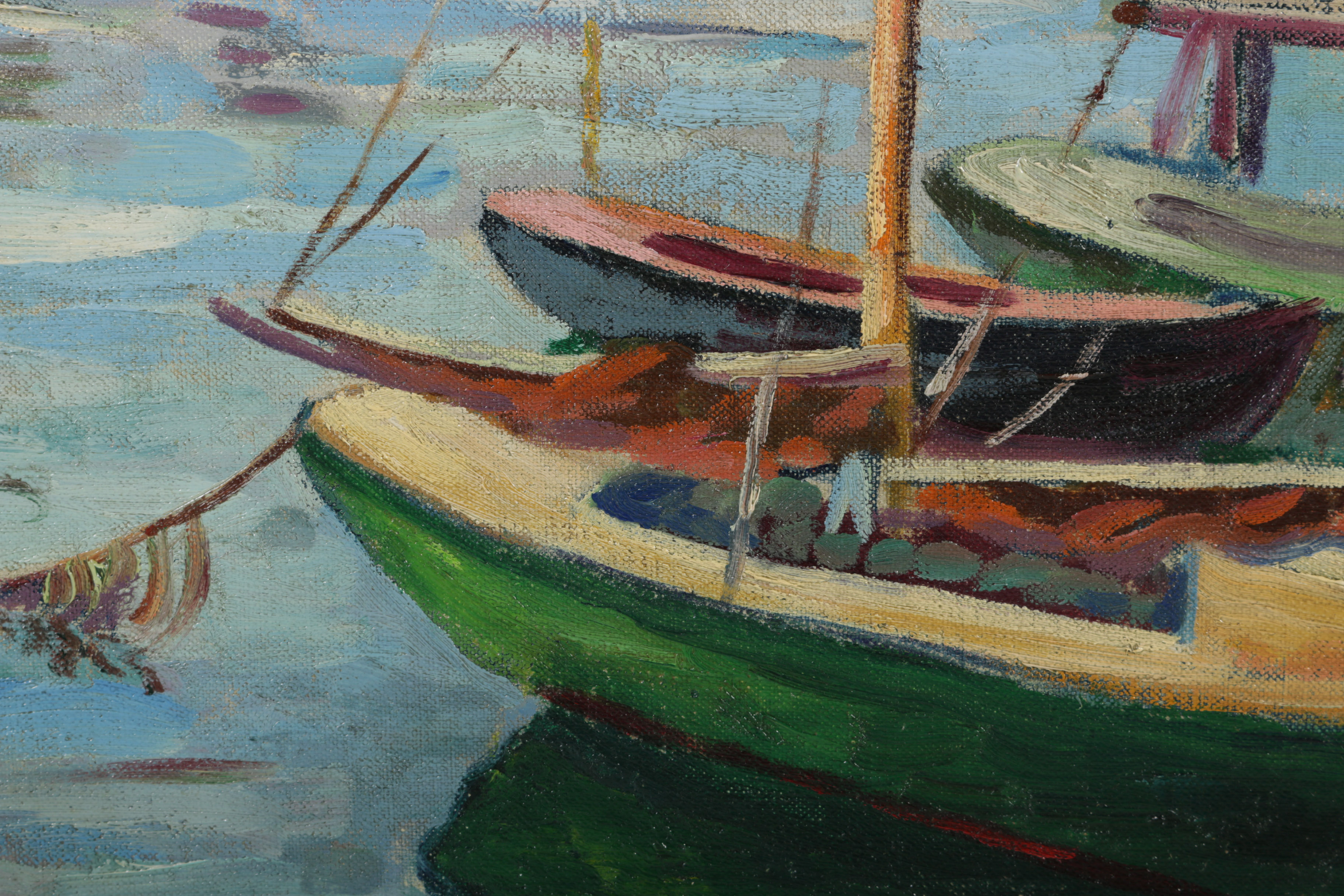 Earl Bailly Original Oil on Canvas Waterfront Scene