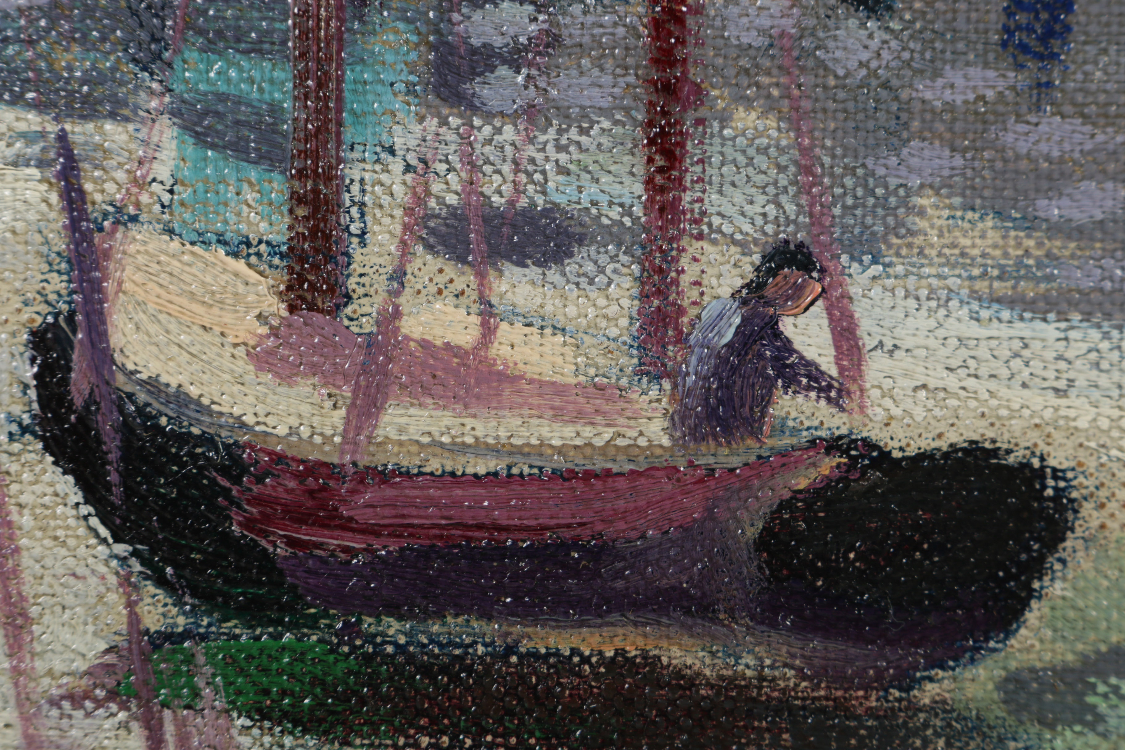 Earl Bailly Original Oil on Canvas Waterfront Scene