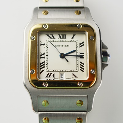 Cartier Santos Galbee Date 18K Gold and Stainless Steel Quartz Unisex Watch