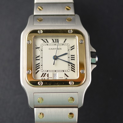 Cartier Santos Galbee Date 18K Gold and Stainless Steel Quartz Unisex Watch