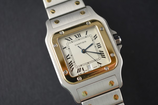 Cartier Santos Galbee Date 18K Gold and Stainless Steel Quartz Unisex Watch