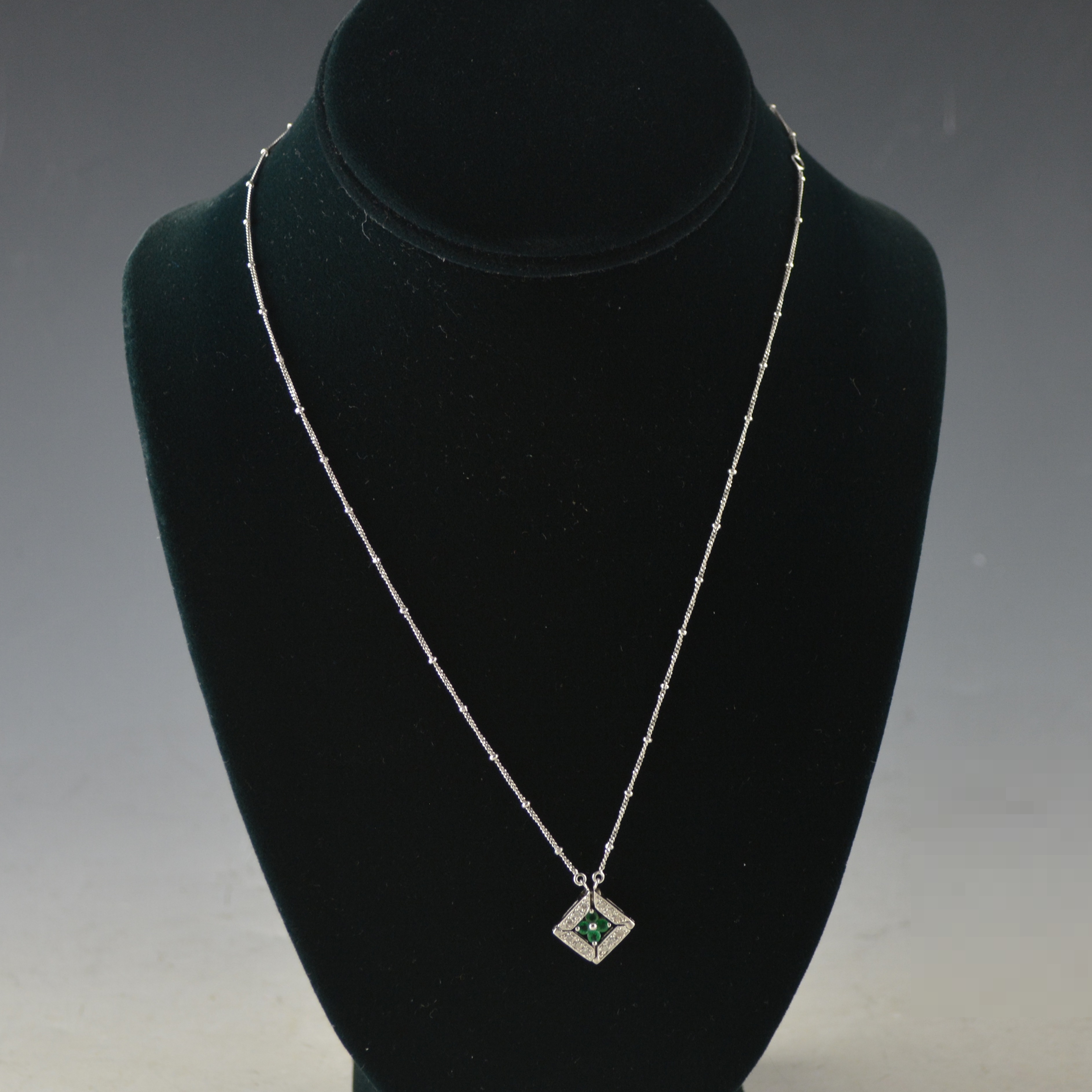 Bailey Banks & Biddle Convertible 14K Gold Emerald and Diamond Necklace