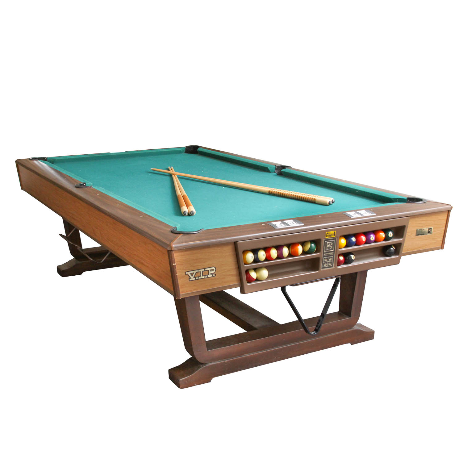 Brunswick VIP Home Billiard Table and Collection of Pool Cues